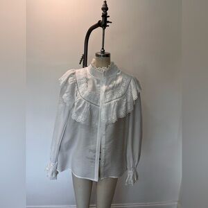 Chic White Lace Women's Blouse